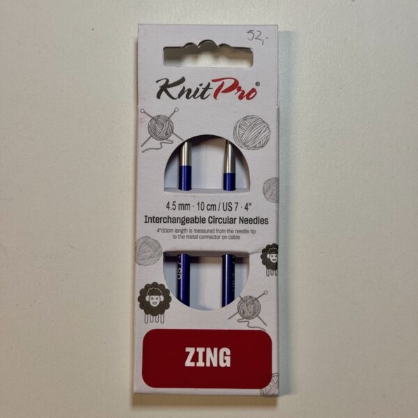 Knit Pro Zing - korte pindespidser - 4,5 mm